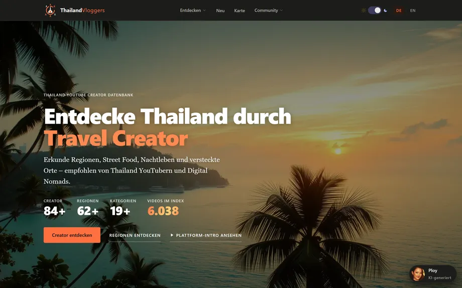 Thailand Vloggers — unsere Creator-Discovery-Plattform — Desktop