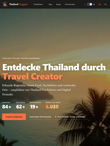 Thailand Vloggers — unsere Creator-Discovery-Plattform — Tablet